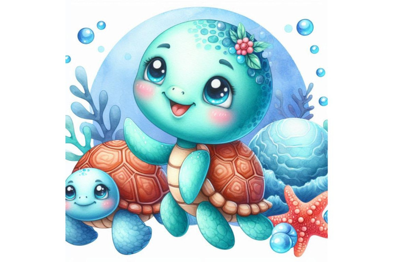 a-bundle-of-cute-sea-turtle-cartoon-funny-a