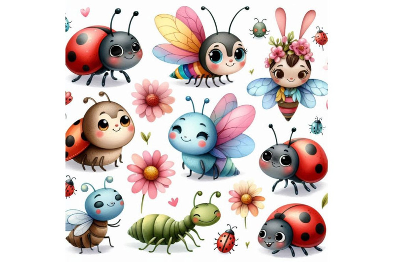 a-bundle-of-large-vector-cute-cartoon-bugs