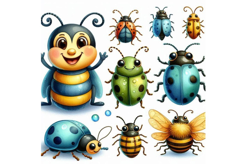 a-bundle-of-large-vector-cute-cartoon-bugs