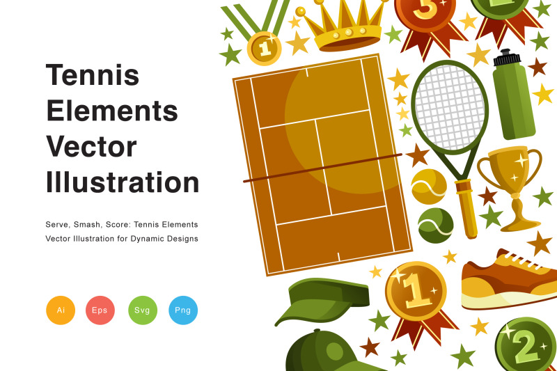 tennis-elements-vector-illustration