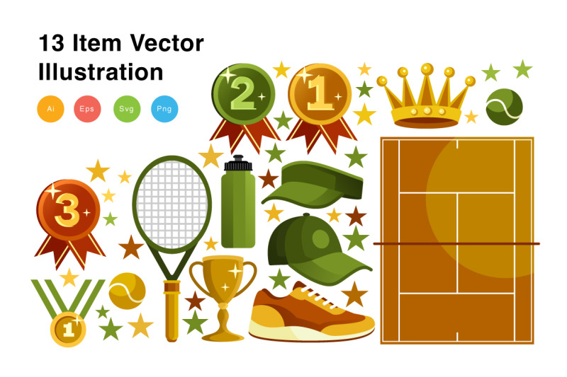 tennis-elements-vector-illustration