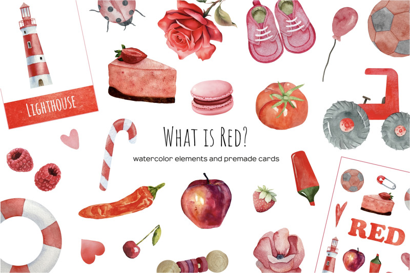 watercolor-red-things-clipart-learning-red-color-clipart