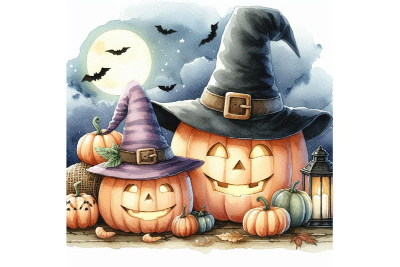 01-pumpkin-with-hat-witch-in-scene-hallow