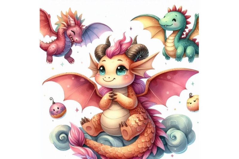 a-bundle-of-cute-cartoon-dragon