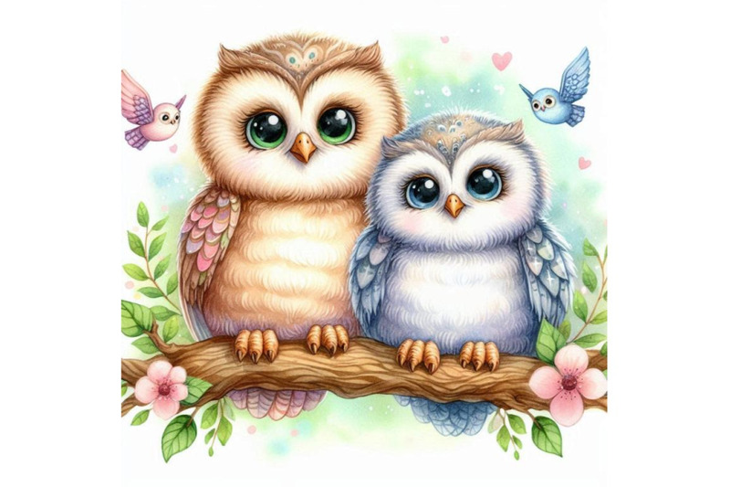 02-a-cute-couple-owls-on-the-tree