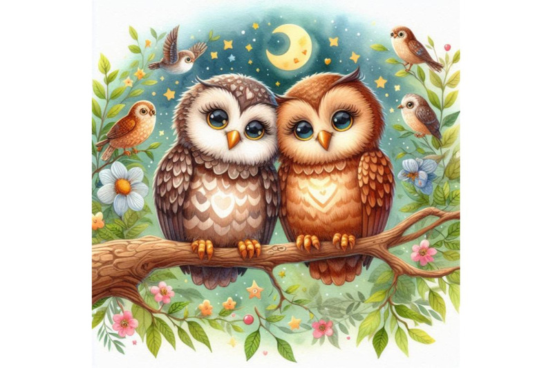 02-a-cute-couple-owls-on-the-tree