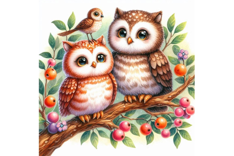 02-a-cute-couple-owls-on-the-tree