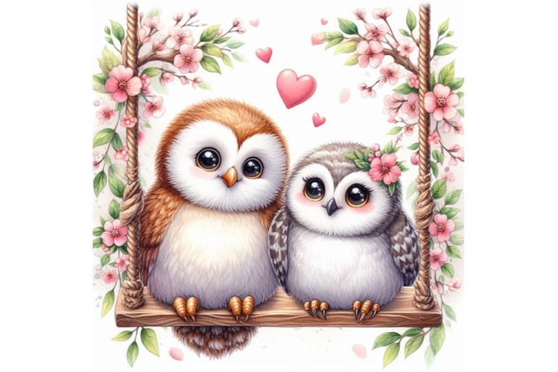 03-a-cute-couple-owls-in-love-on-a-swing