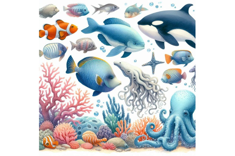 a-bundle-of-fish-and-wild-marine-animals-in-o