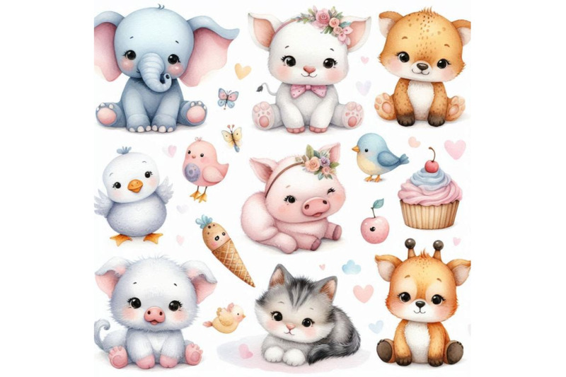 a-bundle-of-cute-baby-animals-watercolor-se