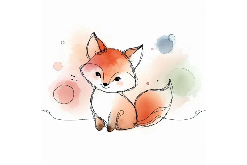 a-bundle-of-cute-little-fox-continuous-line-dra