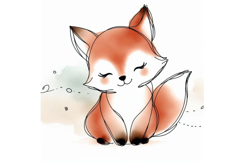 a-bundle-of-cute-little-fox-continuous-line-dra