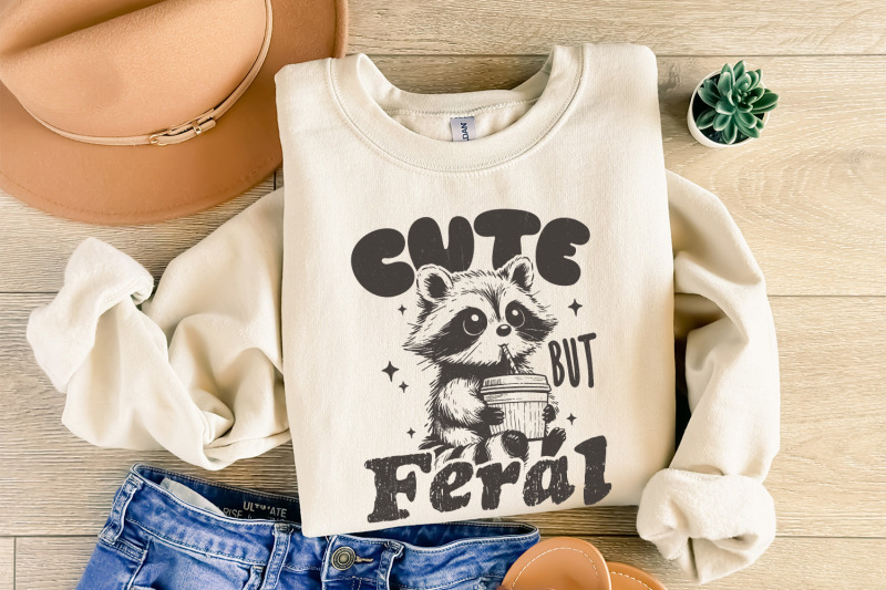 cute-but-feral-raccoon-png-svg-funny-sarcastic-quote-vintage-snarky-sublimation-design-adult-humor-summer-retro-shirt-feral-girl-clipart