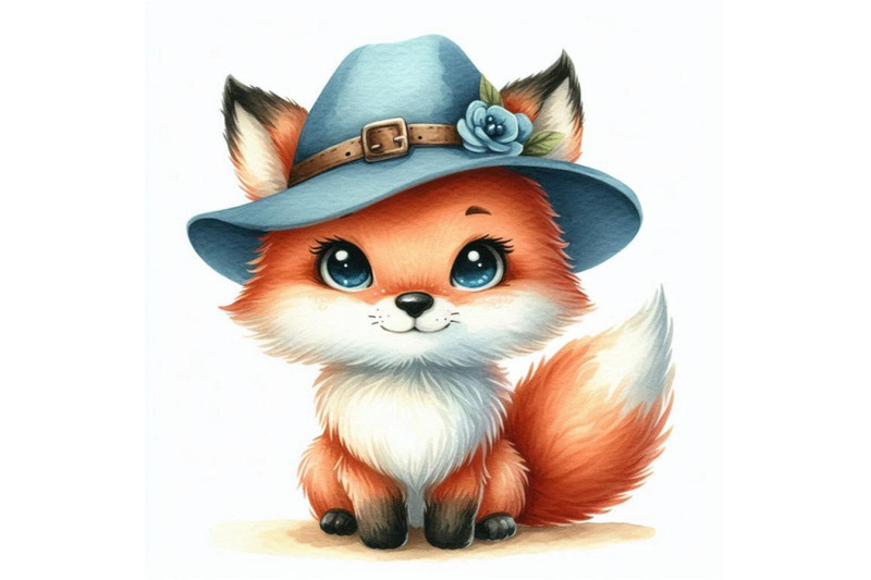 a-bundle-of-hand-drawn-cute-little-fox-in-blue