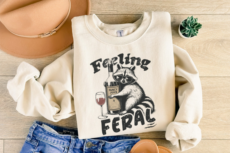 funny-raccoon-shirt-png-feeling-feral-digital-download-sarcastic-trash-panda-design-feral-t-shirt-graphic-adult-humor-art