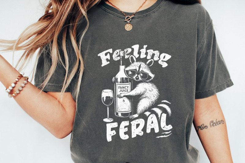 funny-raccoon-shirt-design-feeling-feral-png-svg-sarcastic-trash-panda-digital-download-feral-girl-drinking-shirt