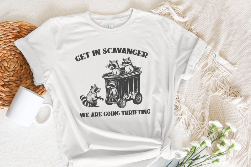 get-in-scavenger-we-039-re-going-thrifting-raccoon-png-svg-funny-quote-trash-panda-vintage-cute-sublimation-design-instant-download