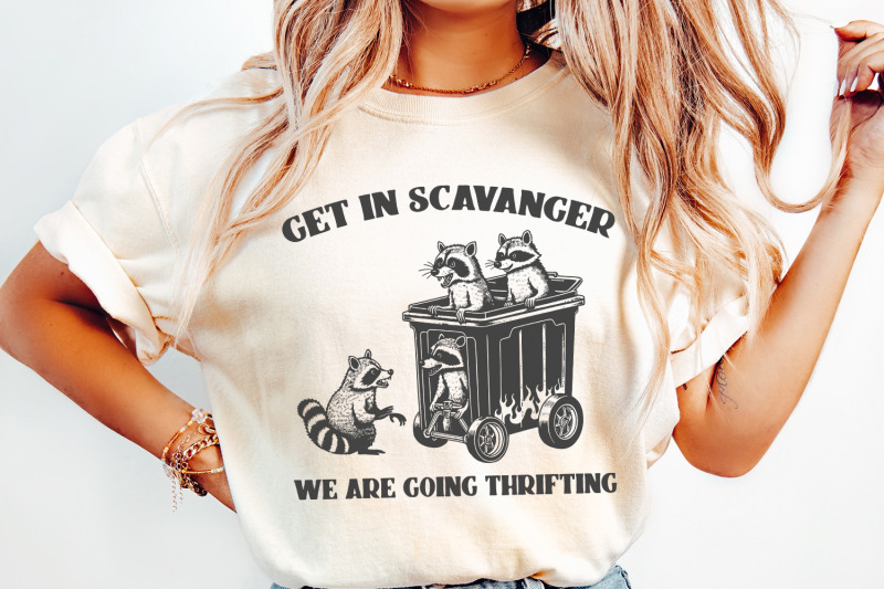 get-in-scavenger-we-039-re-going-thrifting-raccoon-png-svg-funny-quote-trash-panda-vintage-cute-sublimation-design-instant-download