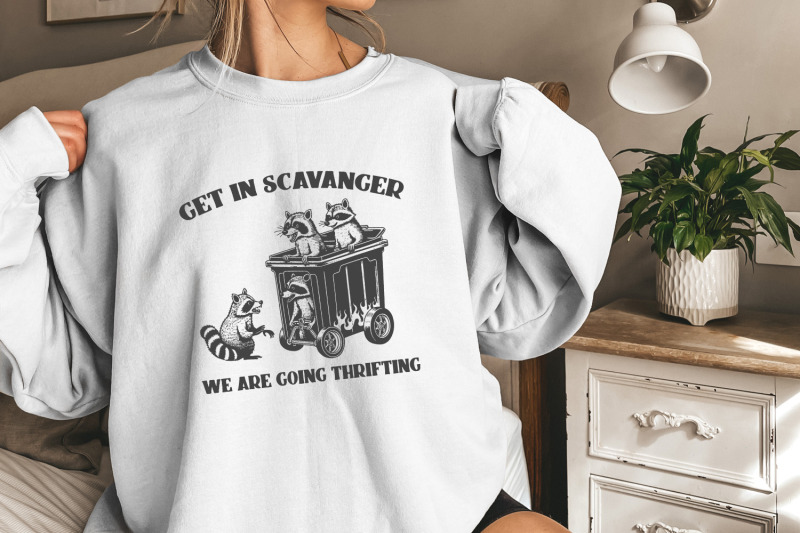 get-in-scavenger-we-039-re-going-thrifting-raccoon-png-svg-funny-quote-trash-panda-vintage-cute-sublimation-design-instant-download