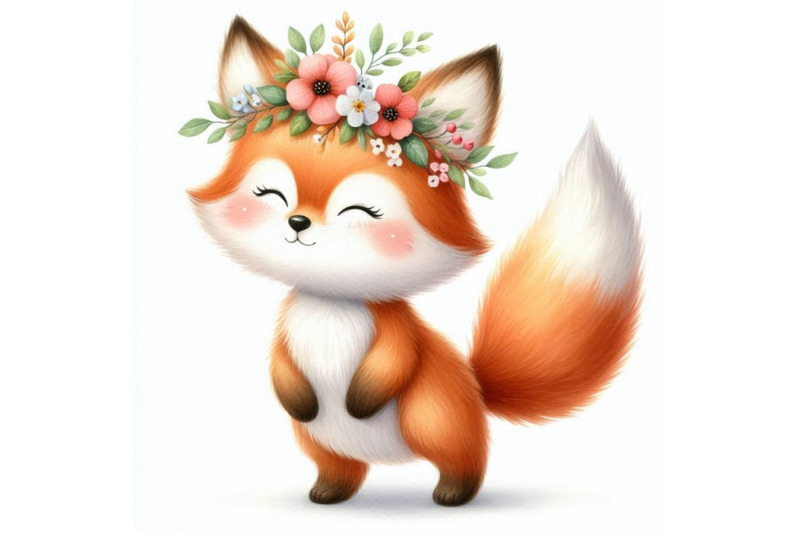 a-bundle-of-a-cute-orange-fox-with-flowers-o