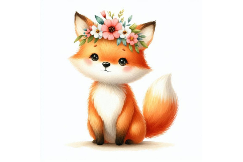 a-bundle-of-a-cute-orange-fox-with-flowers-o