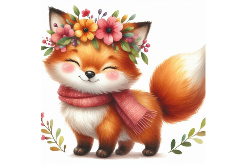 a-bundle-of-a-cute-orange-fox-with-flowers-o