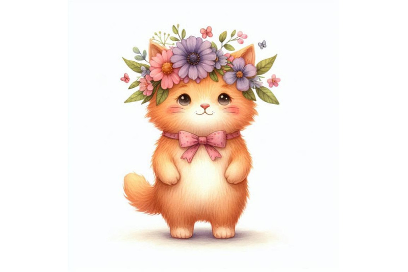 a-bundle-of-a-cute-orange-cat-with-flowers-o