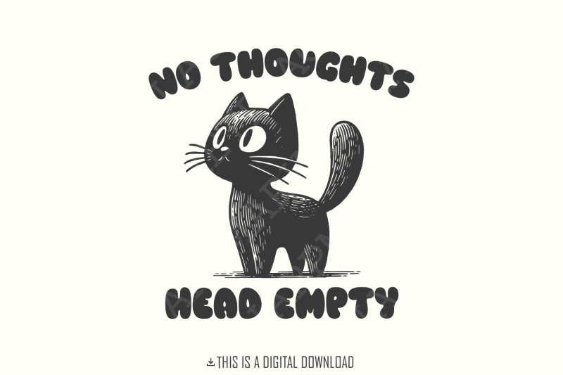 no-thoughts-head-empty-black-cat-kawaii-funny-black-kitty-holographic-digital-download-cat-meme-png-svg