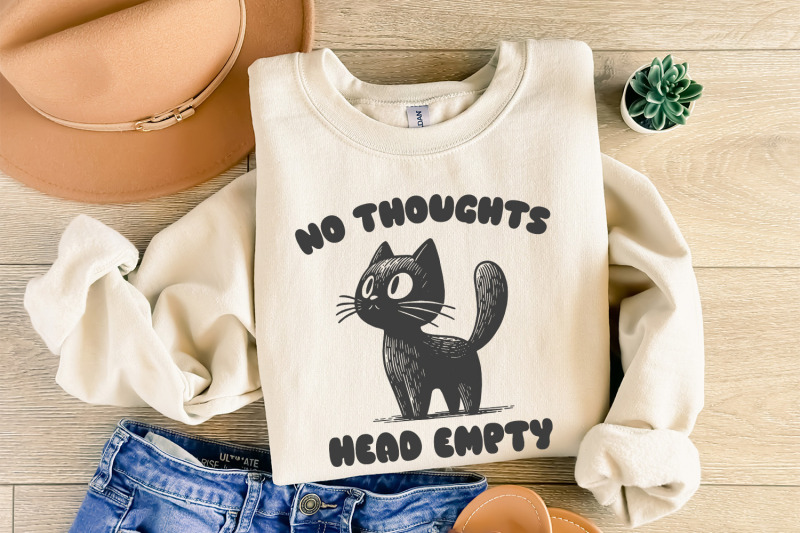 no-thoughts-head-empty-black-cat-kawaii-funny-black-kitty-holographic-digital-download-cat-meme-png-svg