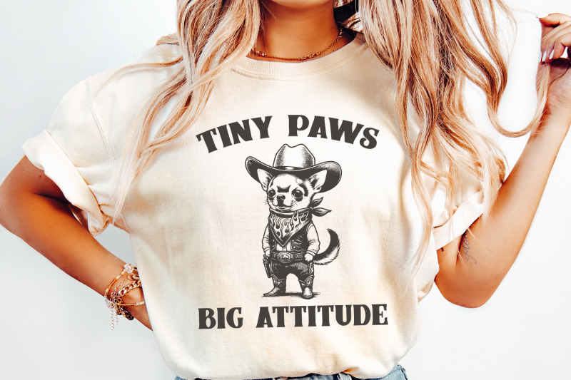 tiny-paws-big-attitude-png-cute-chihuahua-cowboy-clipart-vintage-dog-illustration-funny-dog-art-digital-download-png