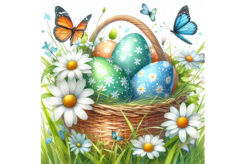 a-bundle-of-easter-day-eggs-in-green-grass-w