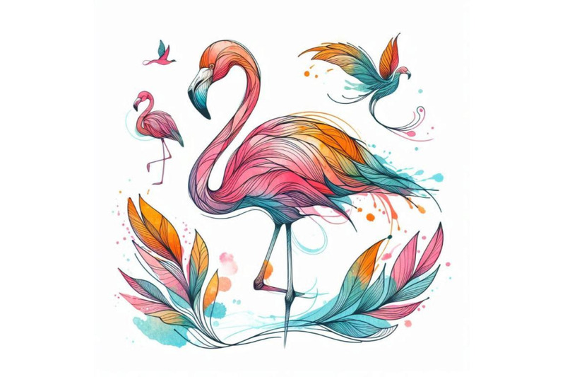 a-bundle-of-line-art-colorful-abstract-bird-flam