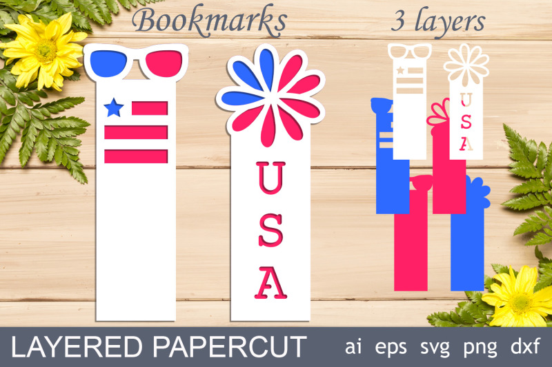 patriotic-bookmarks-layered-papercut-svg