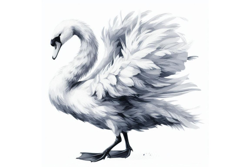 a-bundle-of-white-swan-with-long-plumage-in