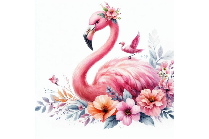 a-bundle-of-pink-flamingo-with-flowers-digita