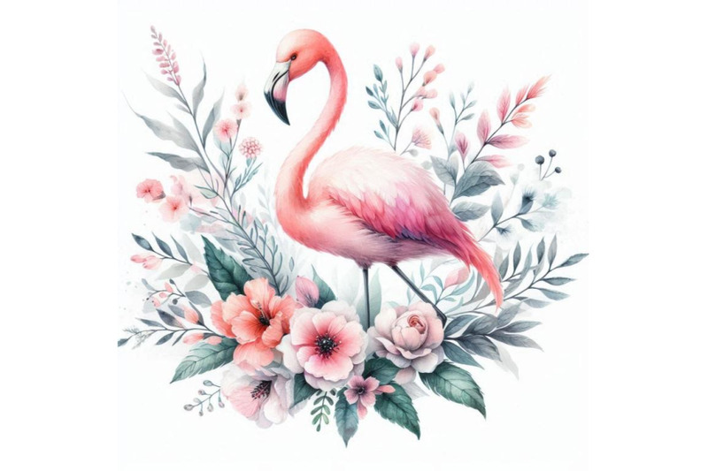 a-bundle-of-pink-flamingo-with-flowers-digita