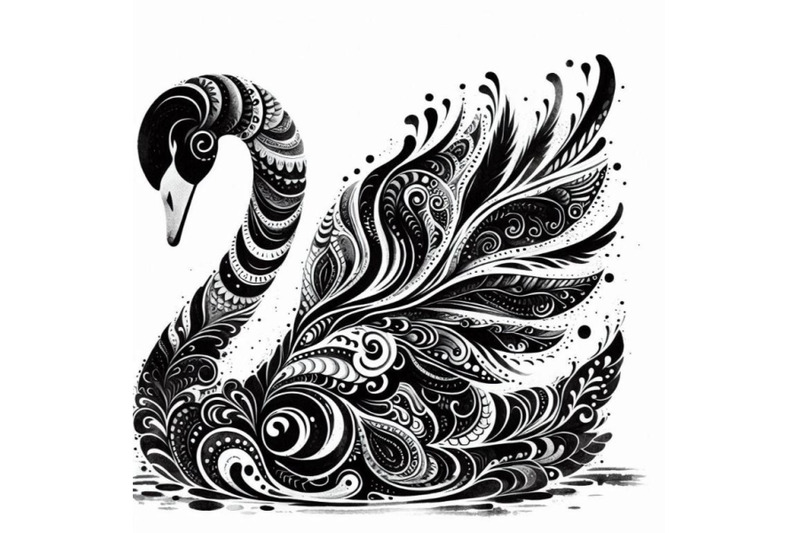 a-bundle-of-black-and-white-swan-with-carve