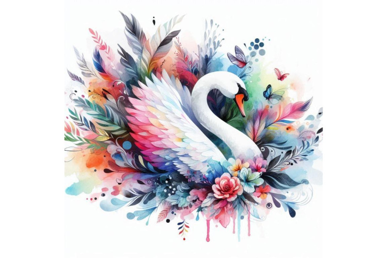 a-bundle-of-digital-art-abstract-colorful-swan