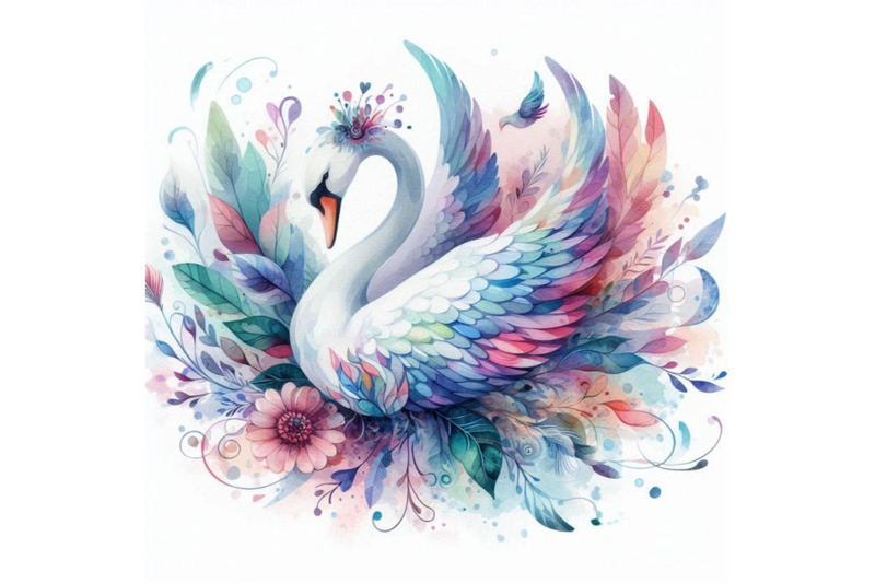 a-bundle-of-digital-art-abstract-colorful-swan