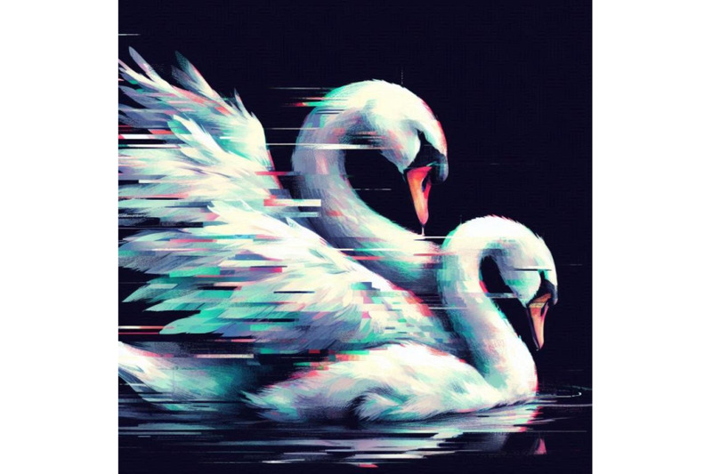 a-bundle-of-swan-in-glitch-art-style-on-dark