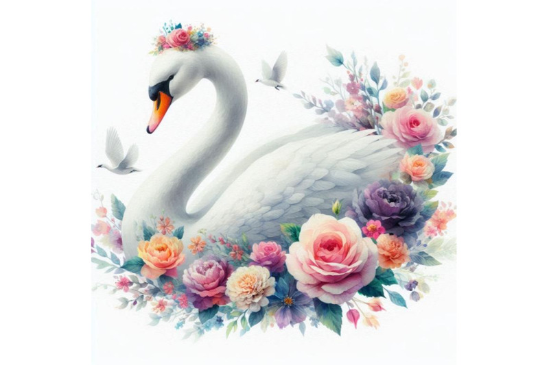 a-bundle-of-an-elegant-white-swan-in-vibrant