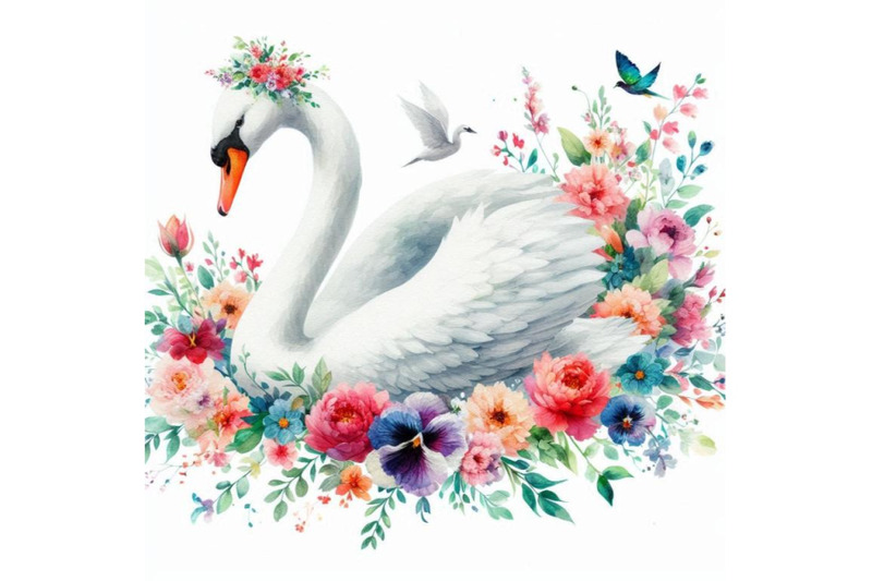 a-bundle-of-an-elegant-white-swan-in-vibrant