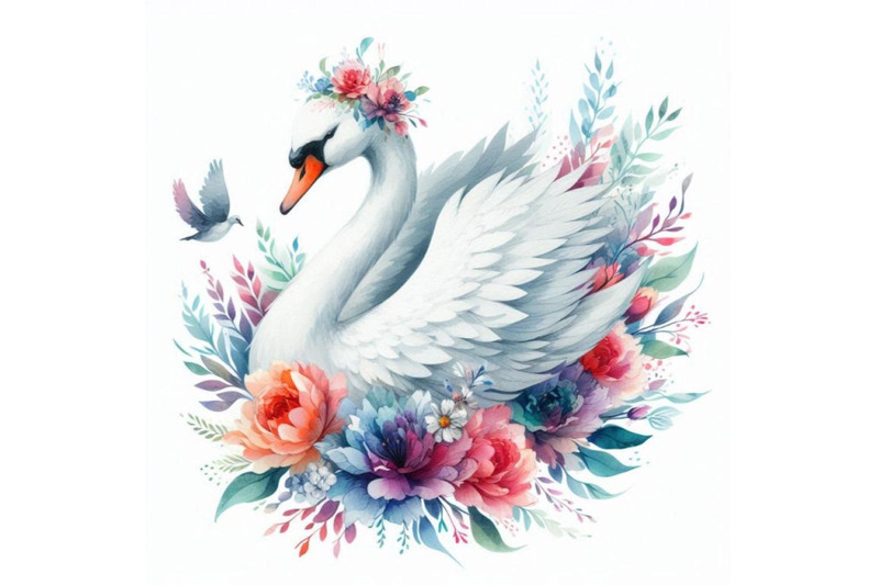 a-bundle-of-an-elegant-white-swan-in-vibrant