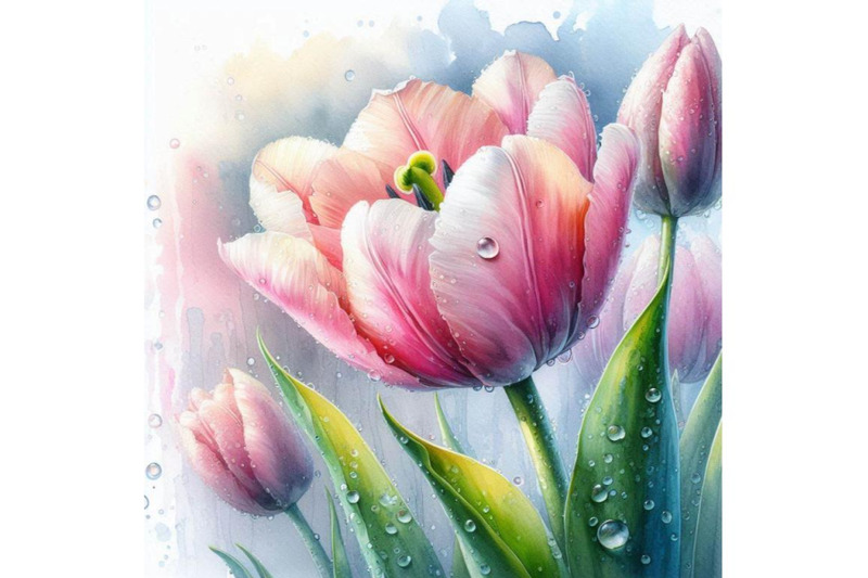 a-bundle-of-a-beautiful-tulip-flower-with-wate