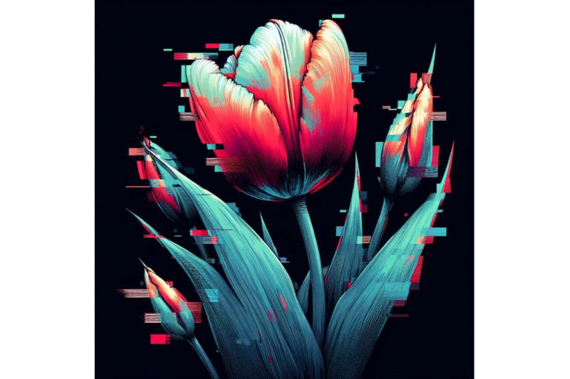 a-bundle-of-tulip-in-glitch-art-style-on-dark-b