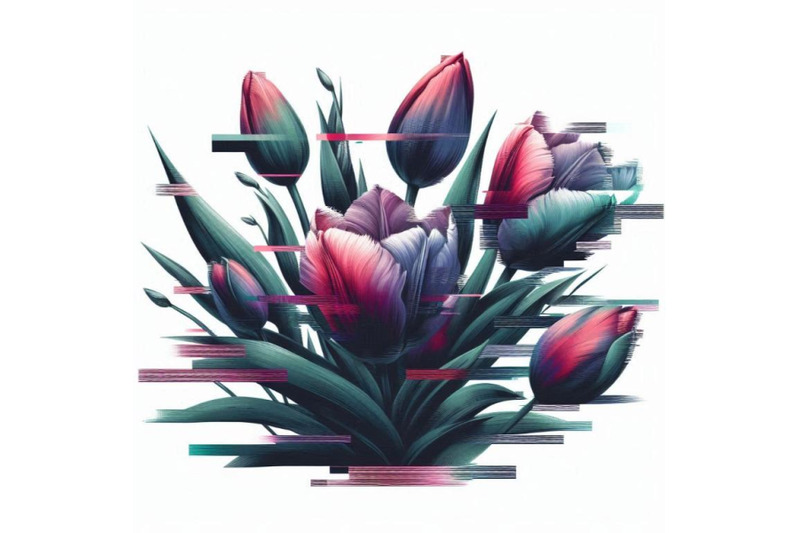 a-bundle-of-tulip-in-glitch-art-style-on-dark-b