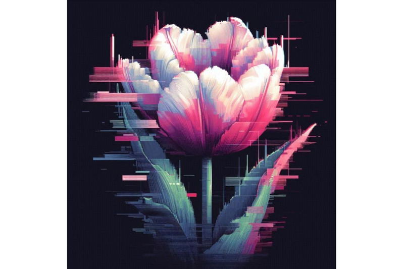 a-bundle-of-tulip-in-glitch-art-style-on-dark-b