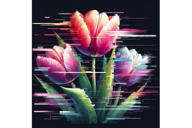 a-bundle-of-tulip-in-glitch-art-style-on-dark-b