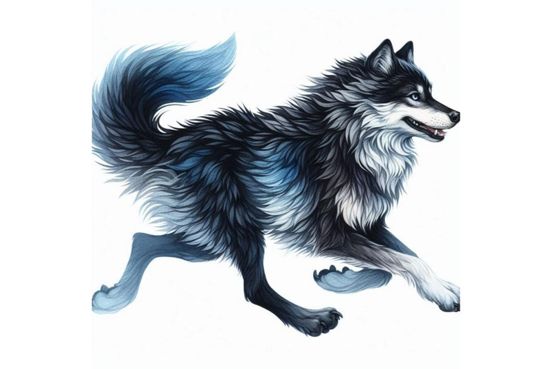 a-bundle-of-of-black-and-blue-running-wolf