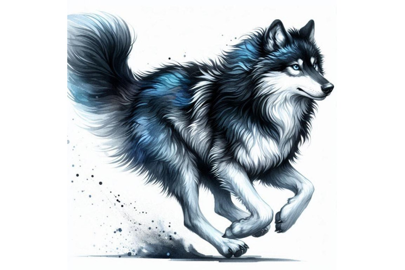 a-bundle-of-of-black-and-blue-running-wolf